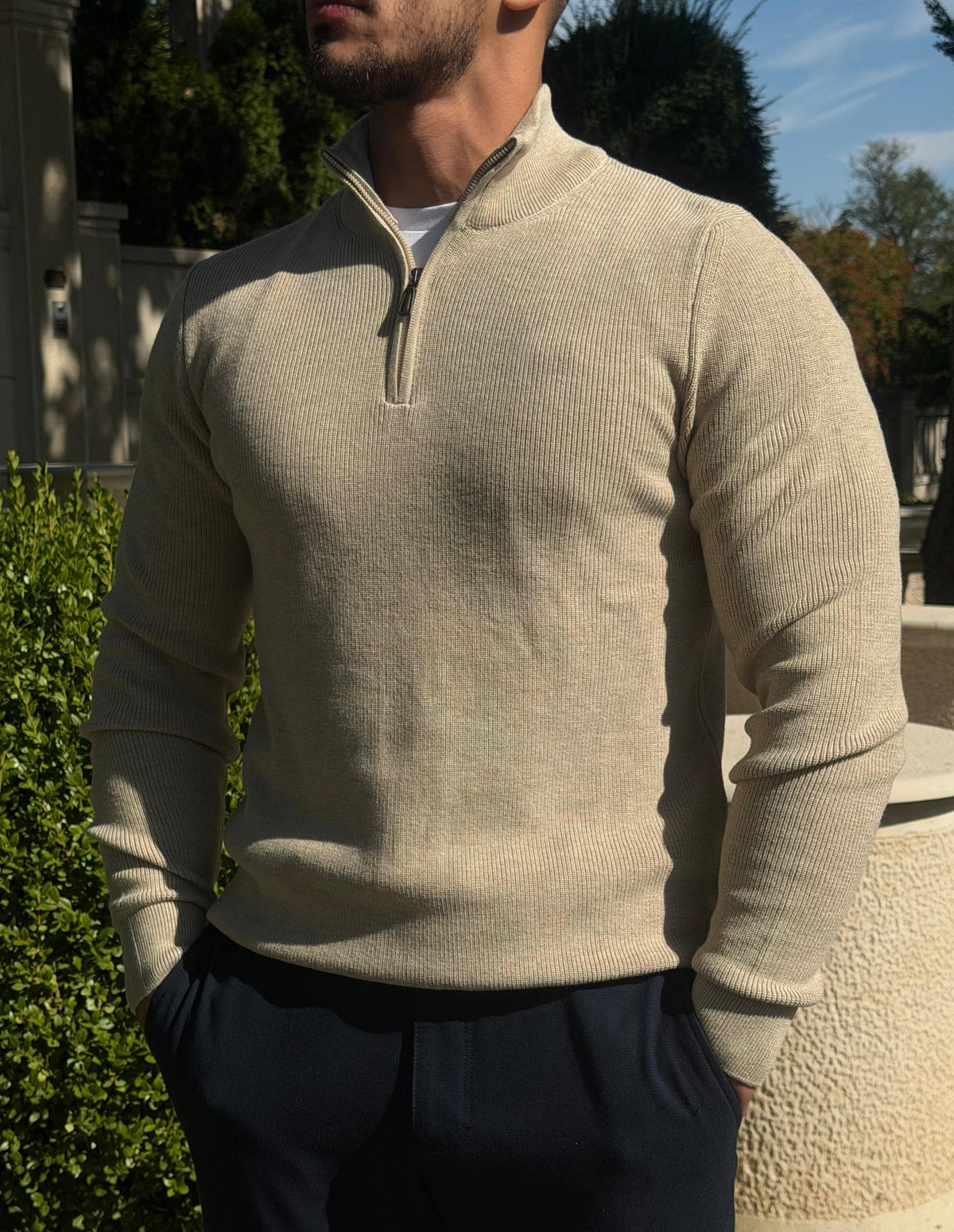 Džemper Half Zip - Krem