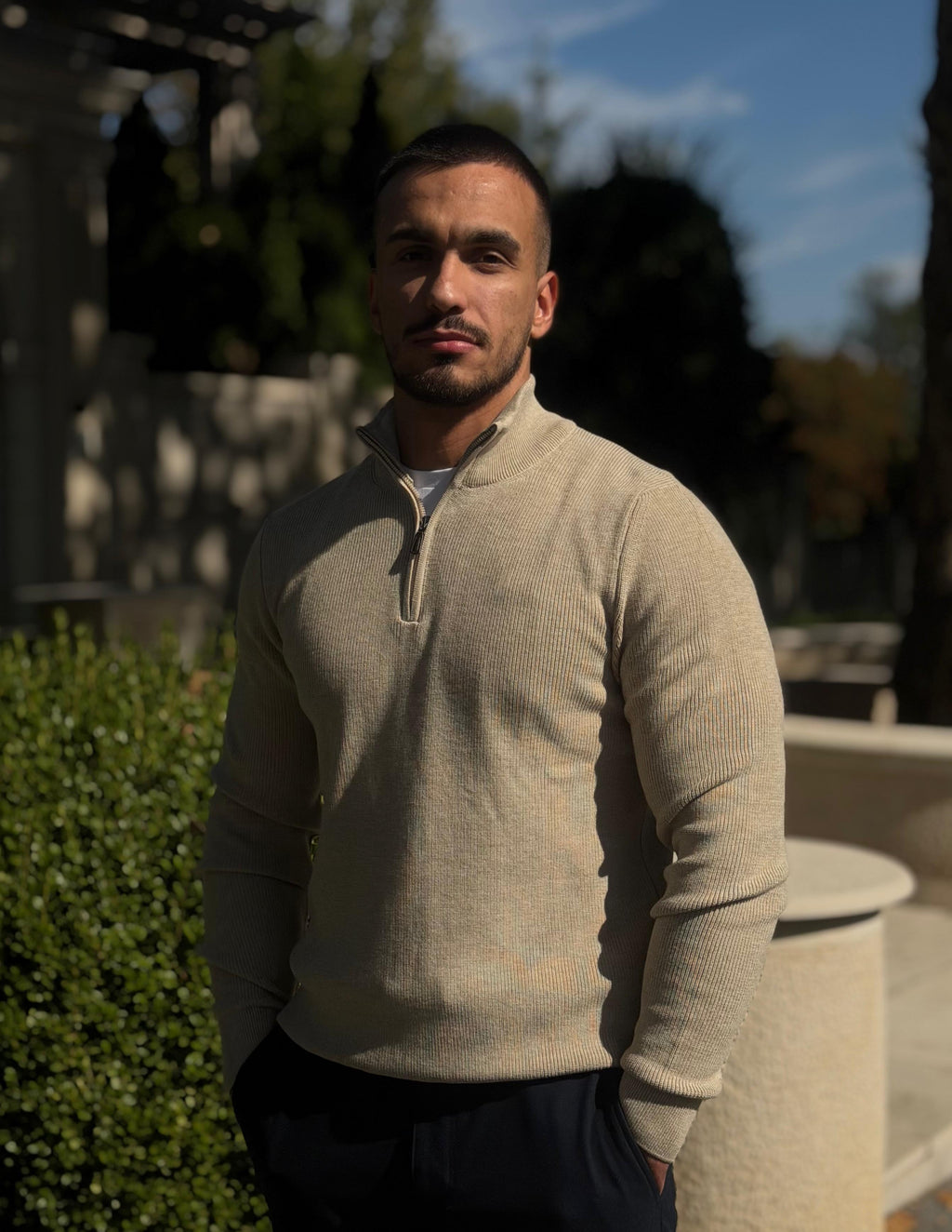 Džemper Half Zip - Krem
