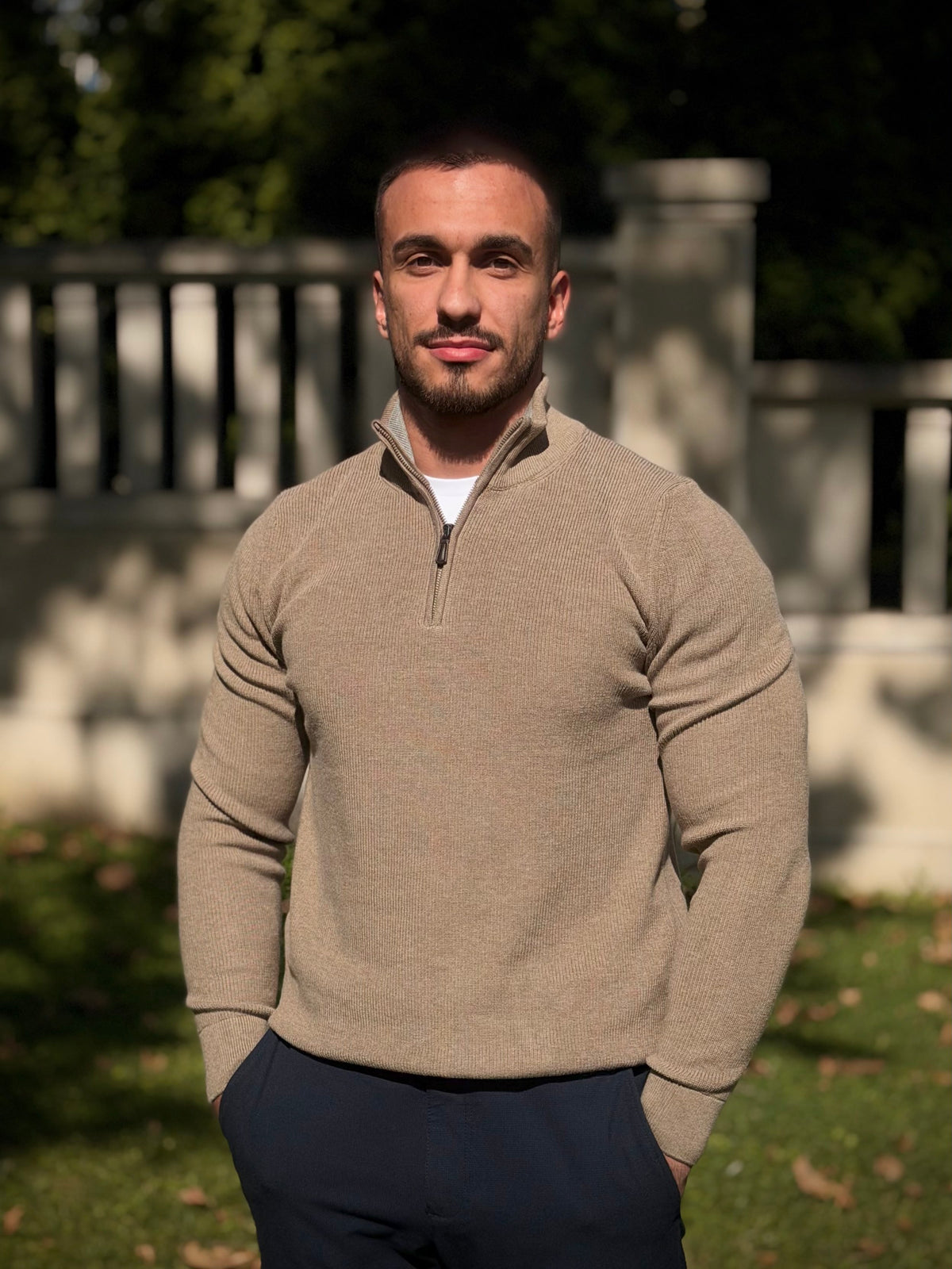 Džemper Half Zip - Bež