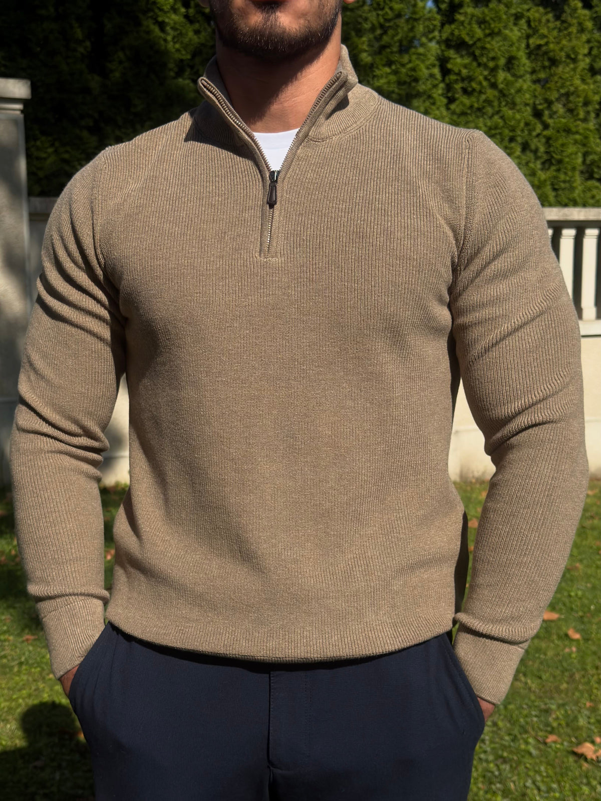 Džemper Half Zip - Bež