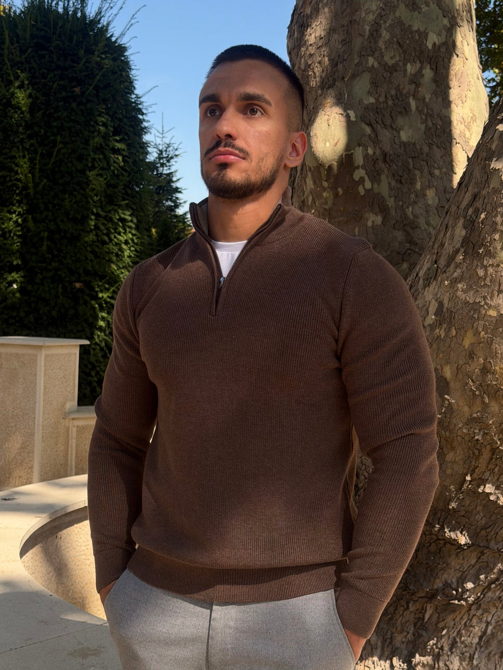 Džemper Half Zip - Braon