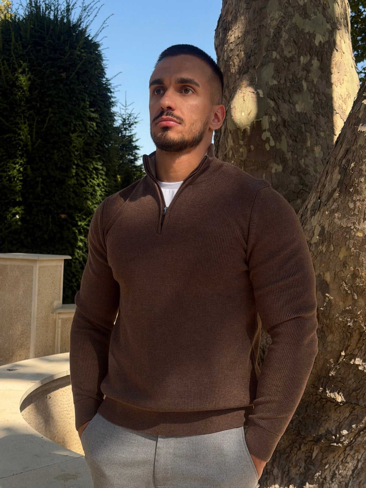 Džemper Half Zip - Braon