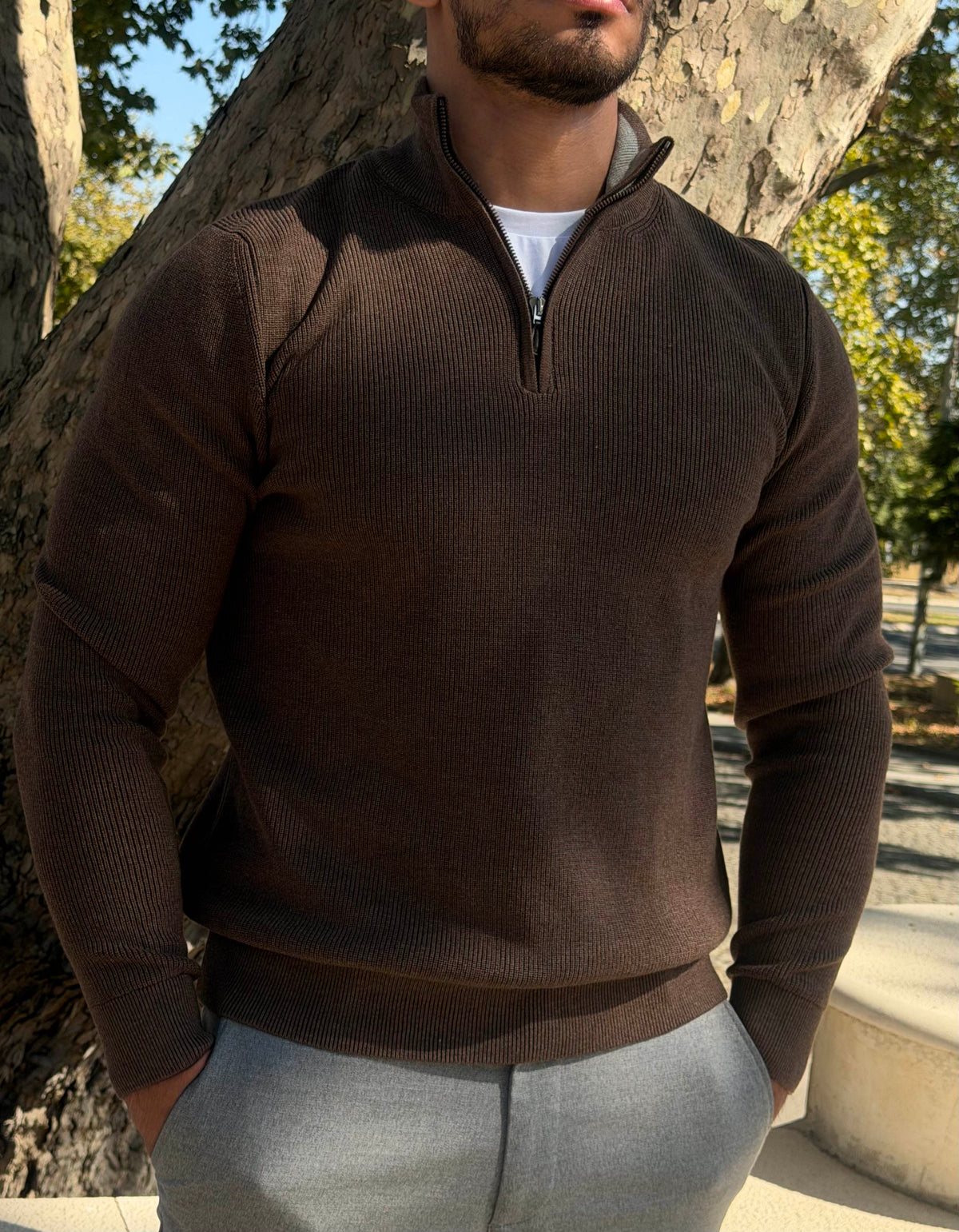Džemper Half Zip - Braon