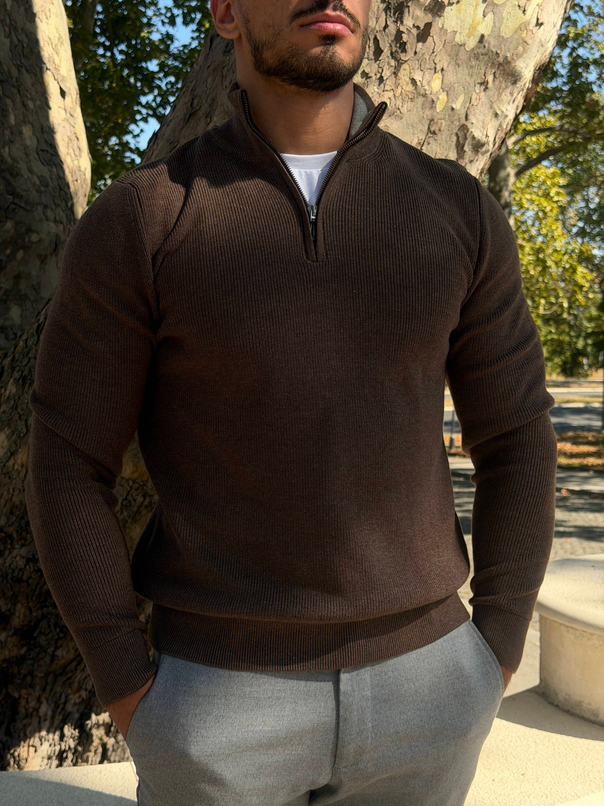 Džemper Half Zip - Braon